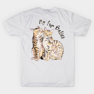 Bengal Cats Love Fur Babies Watercolor Art T-Shirt